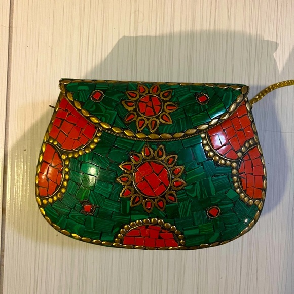 Handbags - Stone Clutch emerald green